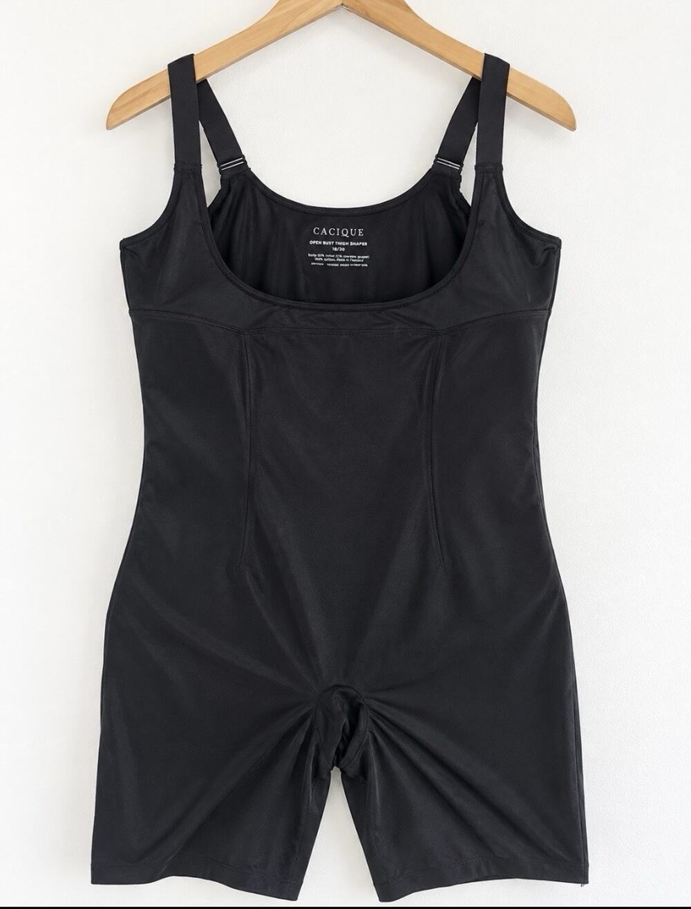 Cavique Open Bust Thigh Shaper Bodysuit 18/20 Black New Shapewear